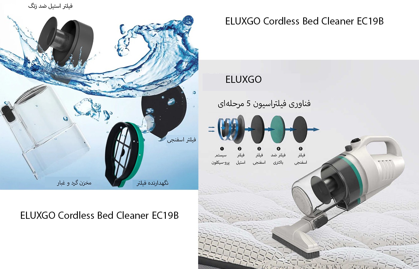 جارو شارژی الاکسگو مدل ELUXGO Cordless Bed Cleaner EC19B