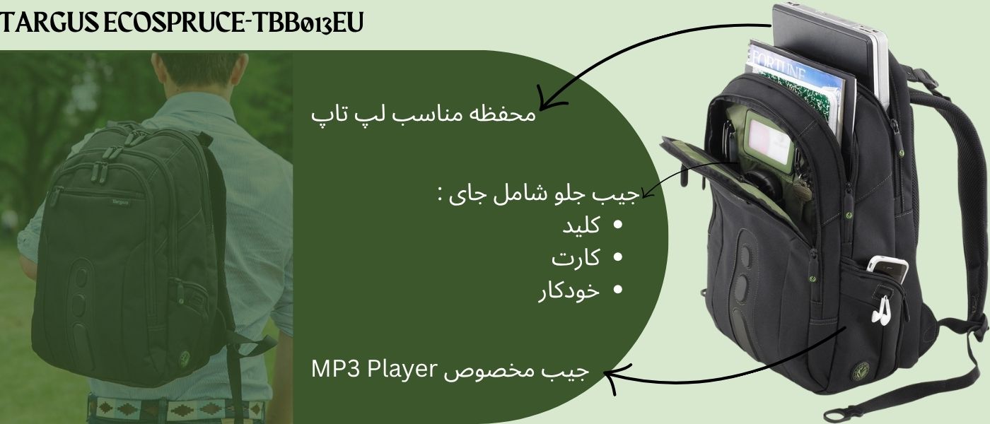 کوله پشتی تارگوس مدل Targus EcoSpruce-TBB013EU مناسب لپ تاپ 15.6 اینچی