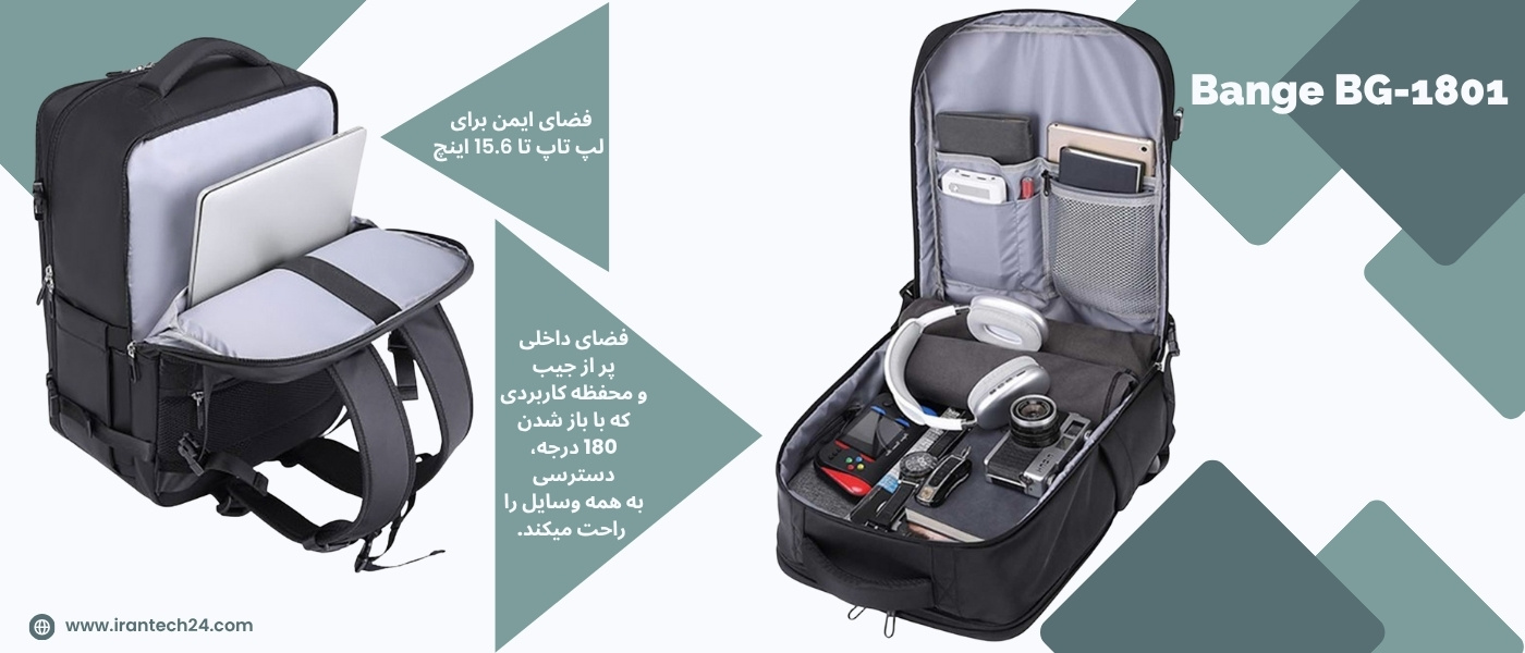 کوله پشتی بنج مدل Bange BG-1801 مناسب لپ تاپ 15.6 اینچی