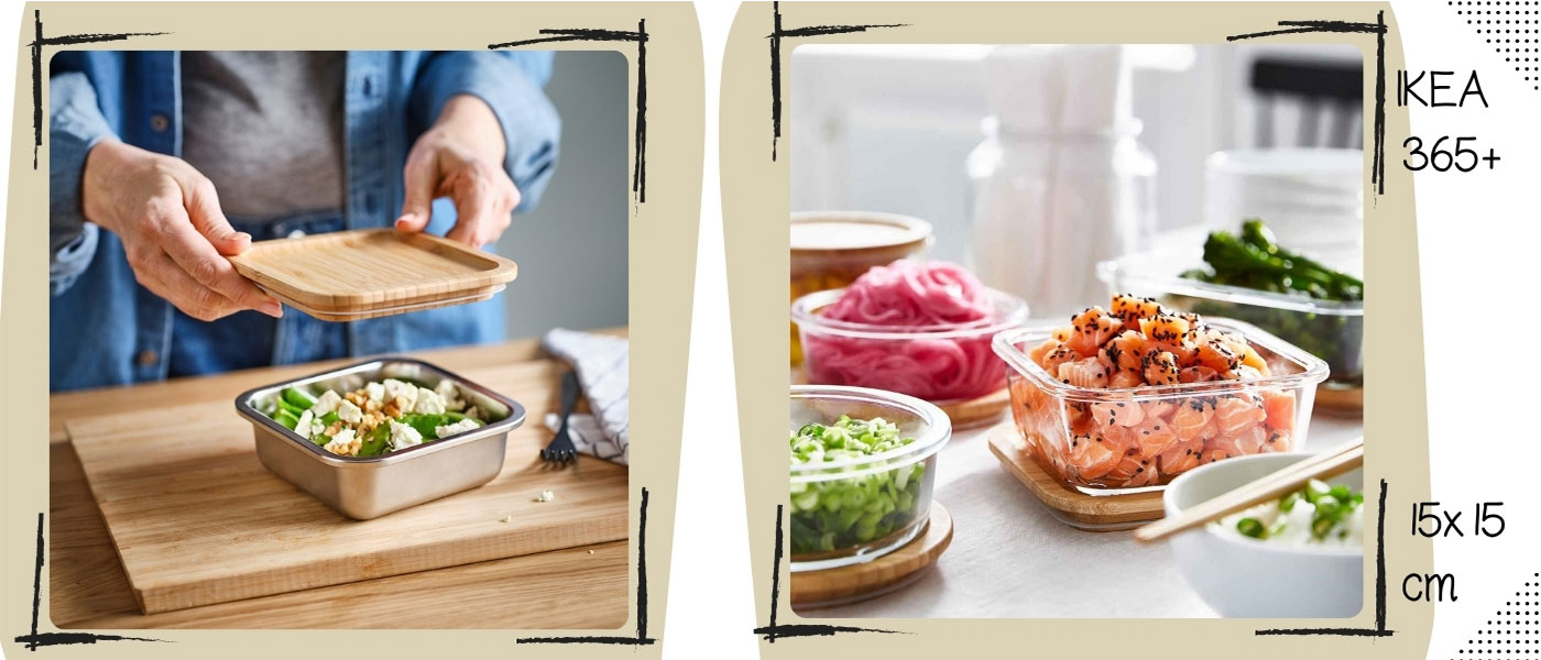 درب ظروف نگهدارنده غذا ایکیا مدل +IKEA 365 سایز 15×15 سانتی متر